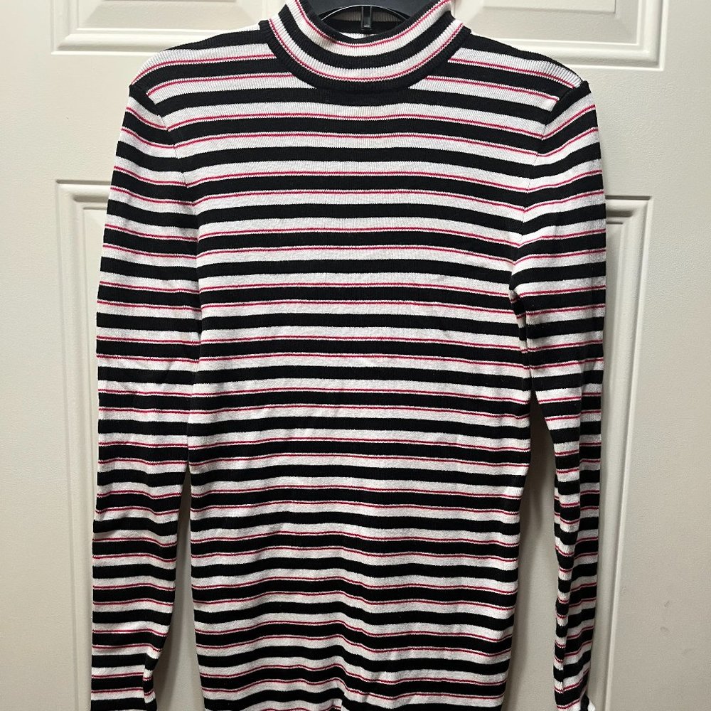 Forever21 Mock Neck Stripe Sweater Dress Size L